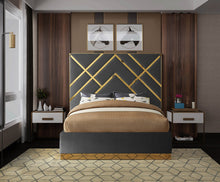 Meridian Furniture Vector Grey Velvet King Bed