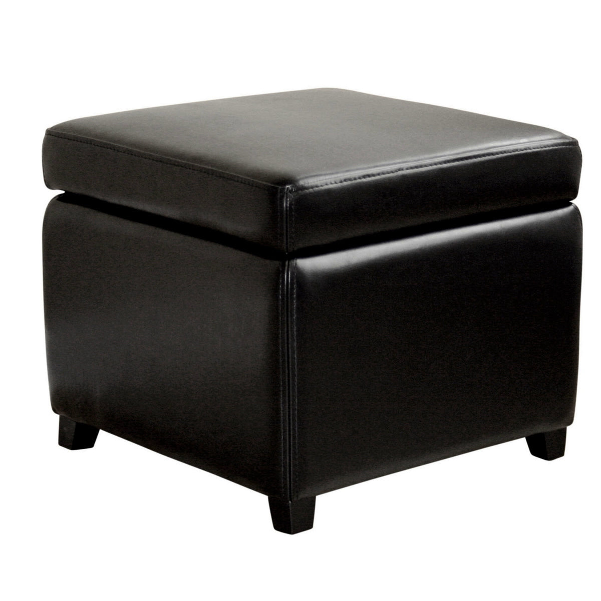 Baxton Studio Black Full Leather Small Storage Cube Ottoman Baxton Studio-ottomans-Minimal And Modern - 1