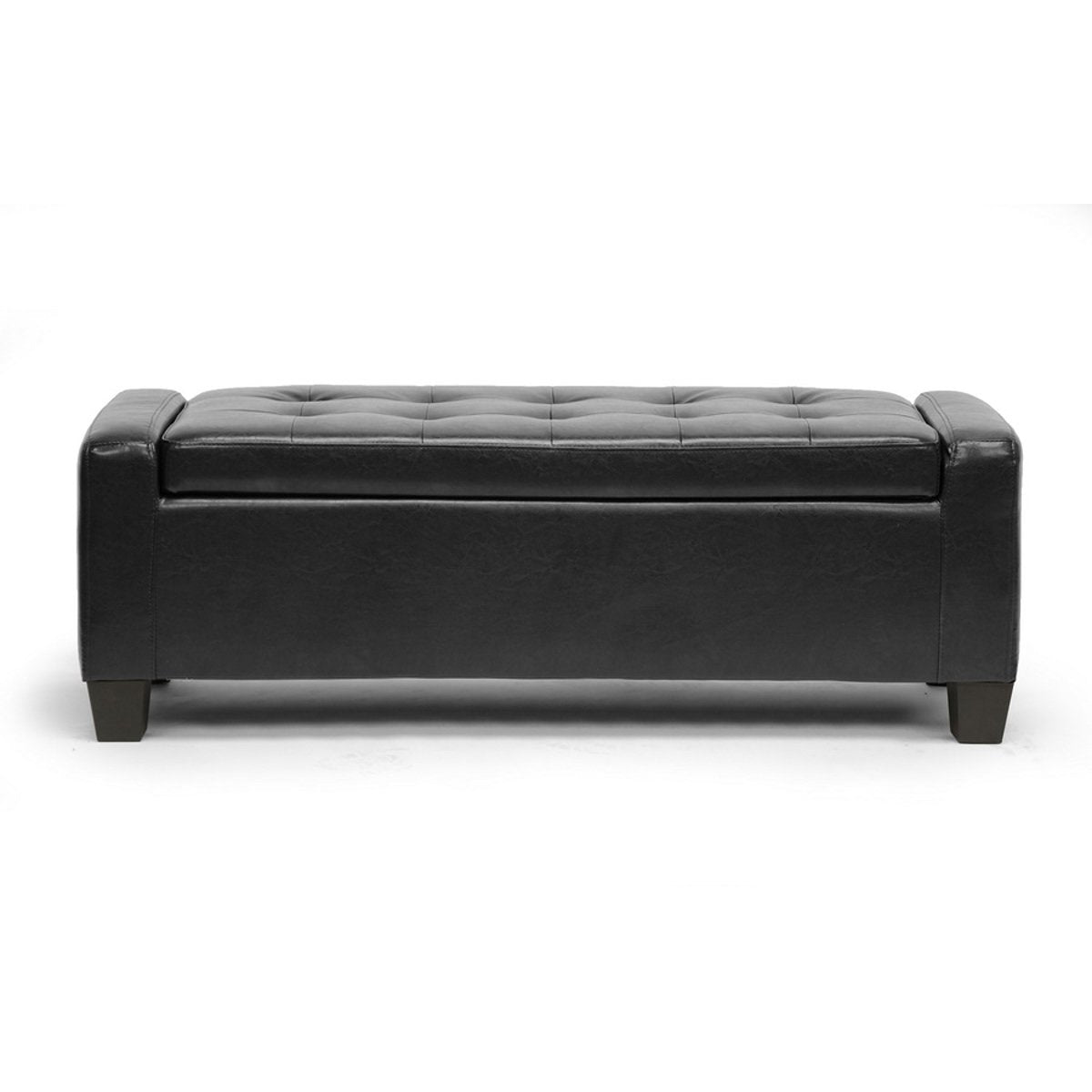 Baxton Studio Manchester Black Ottoman Baxton Studio-ottomans-Minimal And Modern - 2