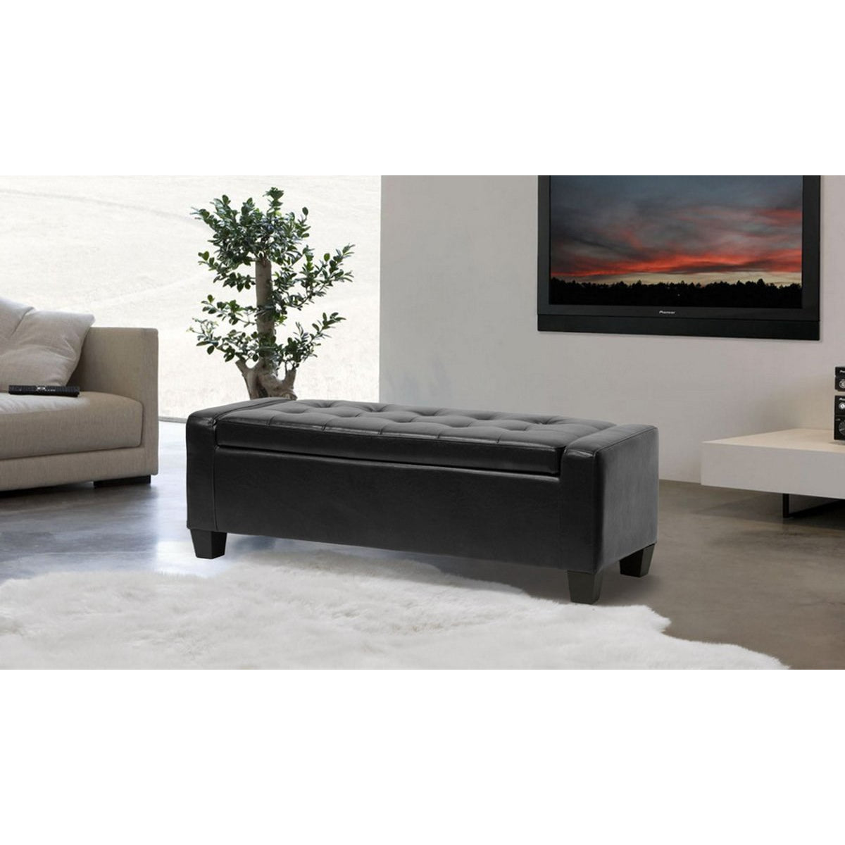 Baxton Studio Manchester Black Ottoman Baxton Studio-ottomans-Minimal And Modern - 5