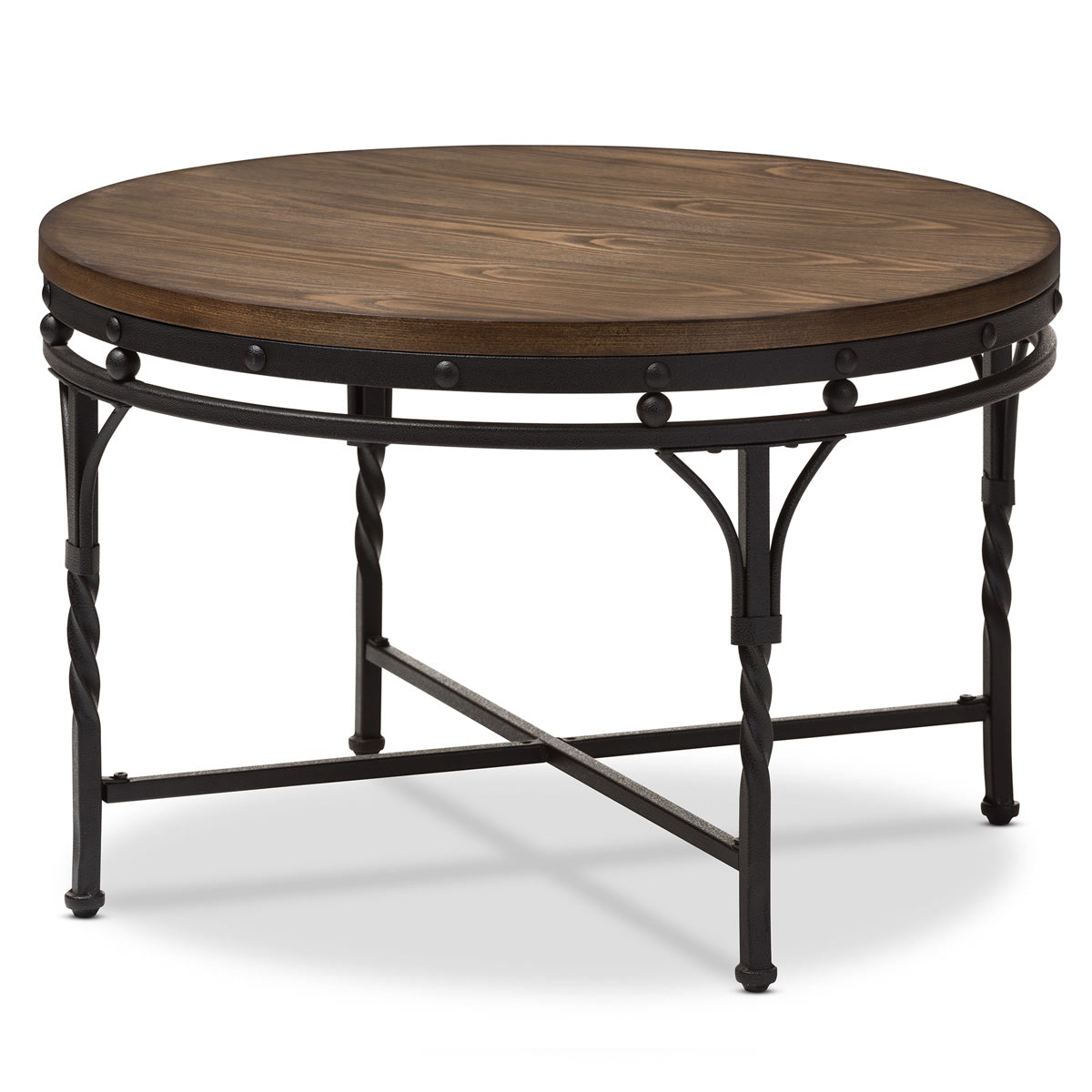 Baxton Studio Austin Vintage Industrial Antique Bronze Round Coffee Cocktail Occasional Table  Baxton Studio-coffee tables-Minimal And Modern - 2