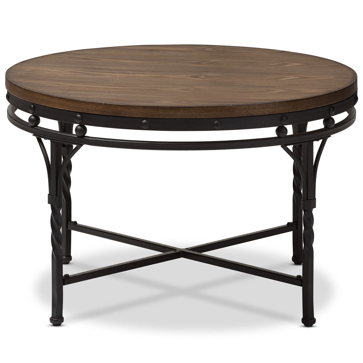 Baxton Studio Austin Vintage Industrial Antique Bronze Round Coffee Cocktail Occasional Table  Baxton Studio-coffee tables-Minimal And Modern - 3