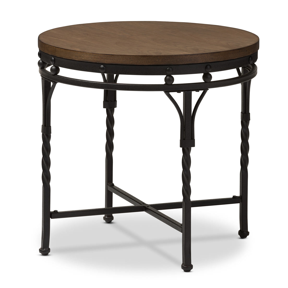 Baxton Studio Austin Vintage Industrial Antique Bronze Round End Table  Baxton Studio-coffee tables-Minimal And Modern - 2