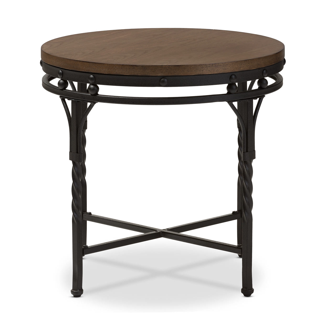 Baxton Studio Austin Vintage Industrial Antique Bronze Round End Table  Baxton Studio-coffee tables-Minimal And Modern - 3