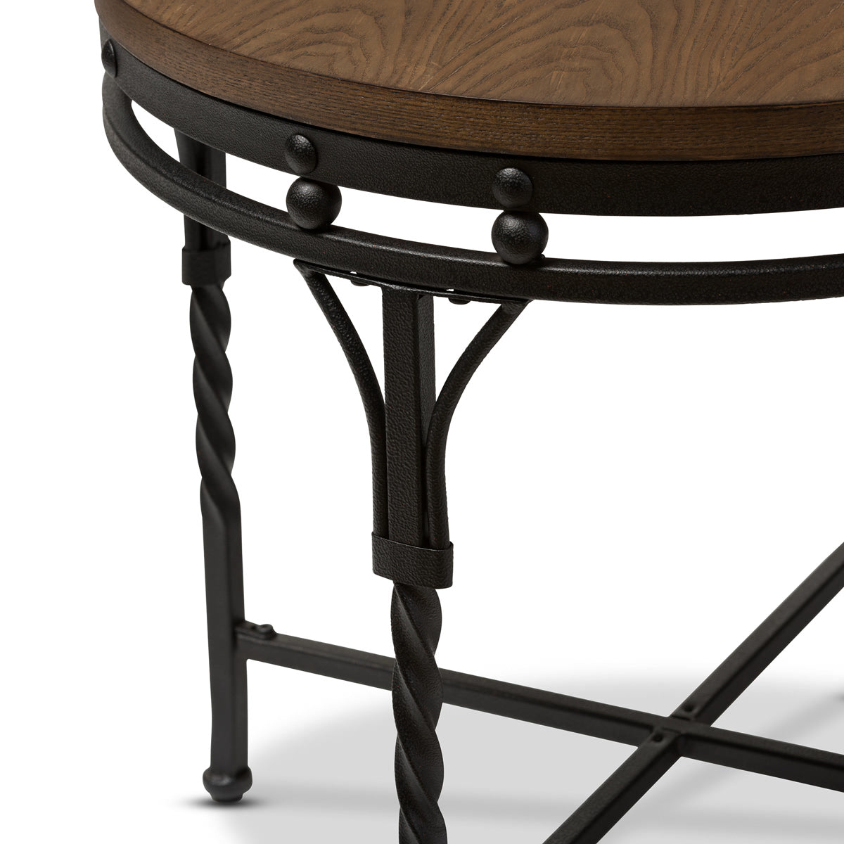 Baxton Studio Austin Vintage Industrial Antique Bronze Round End Table  Baxton Studio-coffee tables-Minimal And Modern - 4