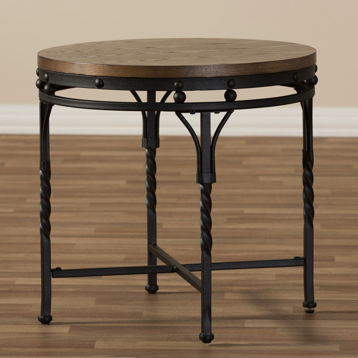 Baxton Studio Austin Vintage Industrial Antique Bronze Round End Table  Baxton Studio-coffee tables-Minimal And Modern - 5