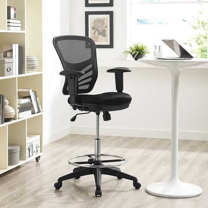 Modway Furniture Modern Articulate Drafting Stool in Black EEI-2289-BLK-Minimal & Modern