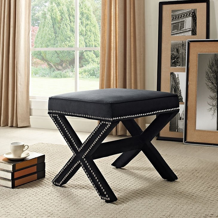 Modway Furniture Modern Rivet Bench In Black EEI-2324-BLK-Minimal & Modern