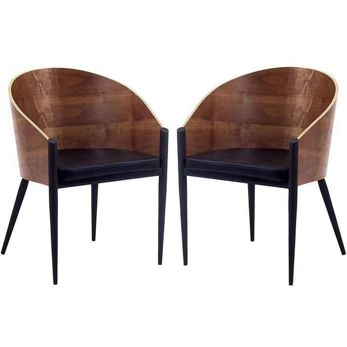 Modway Furniture Modern Cooper Dining Chairs Set of 2 In Walnut EEI-915-WAL-Minimal & Modern