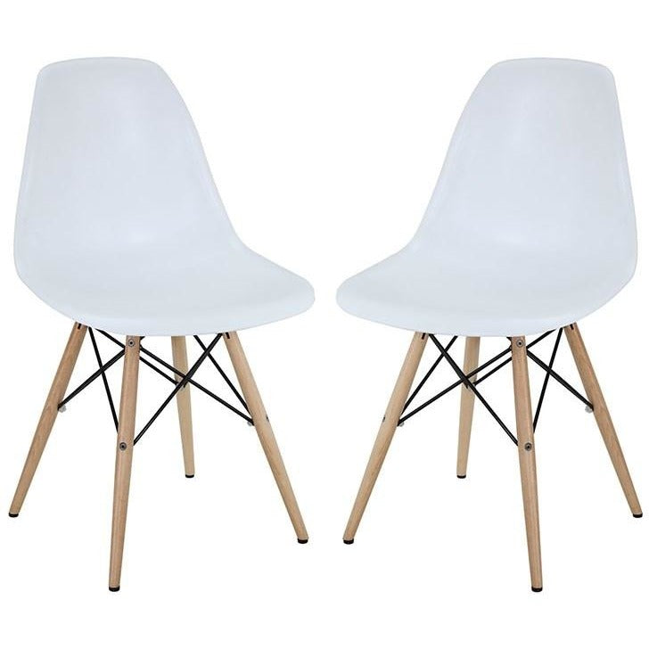 Modway Furniture Modern Pyramid Dining Side Chairs Set of 2 In White EEI-928-WHI-Minimal & Modern