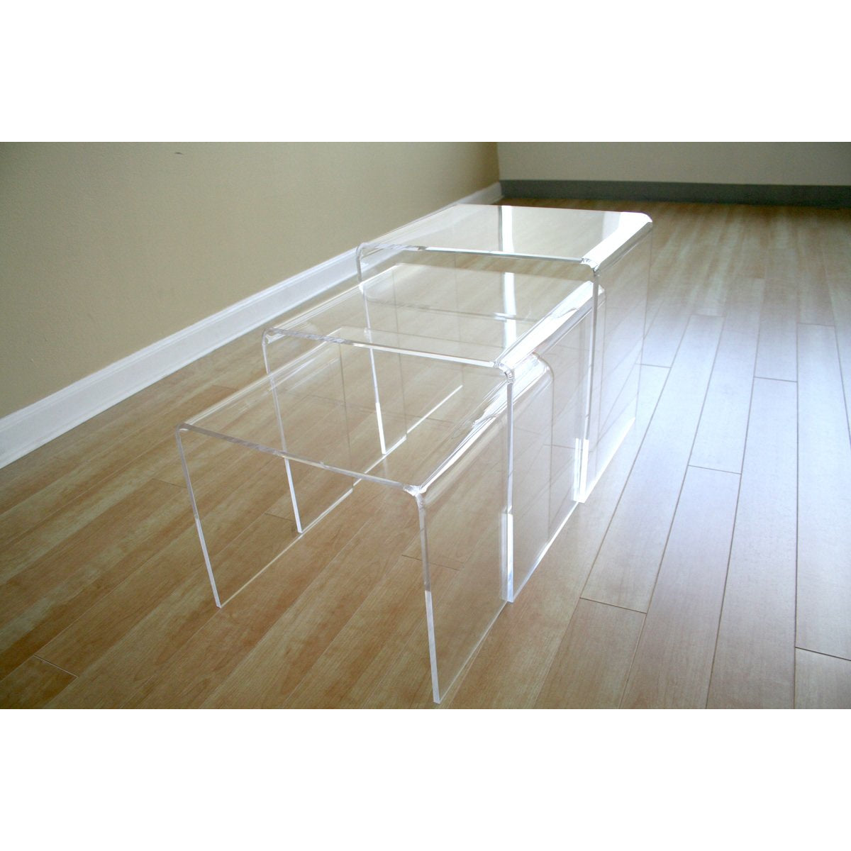 Baxton Studio Acrylic Nesting Table 3-Pc Table Set Display Stands Baxton Studio-coffee tables-Minimal And Modern - 2