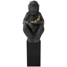TOV Furniture Modern Monkey with Banana Large Sculpture - Grey and Gold TOV-C6600-Minimal & Modern