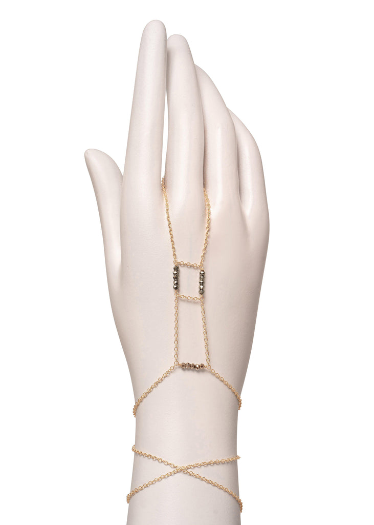 22k Droplets Hand Ring Chain Bracelet | Raj Jewels