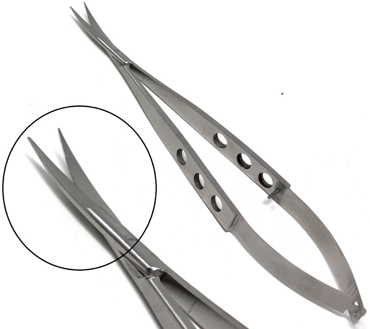 Castroviejo Micro Scissors 5.5" Curved, Fenestrated Flat Handle