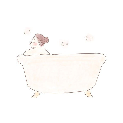 湯船でリラックスする女性のイラスト