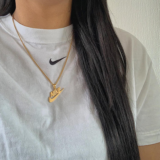 Nike Swoosh Pendant/Chain/Necklace (Silver Plated) - Stainless Steel