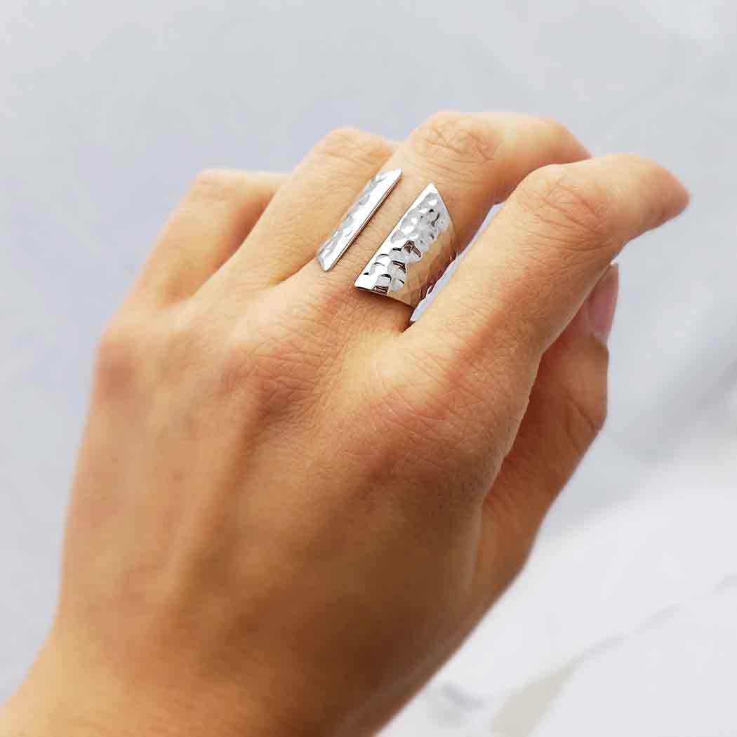 Hammered Shield Ring | Sterling Silver