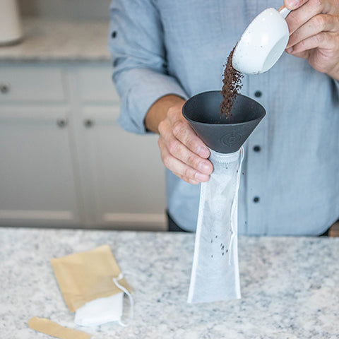 Fill bags with 3/4 cup of coffee