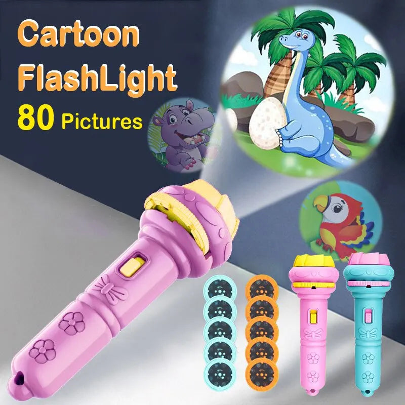10 Cards Cartoon Projection Flashlight
