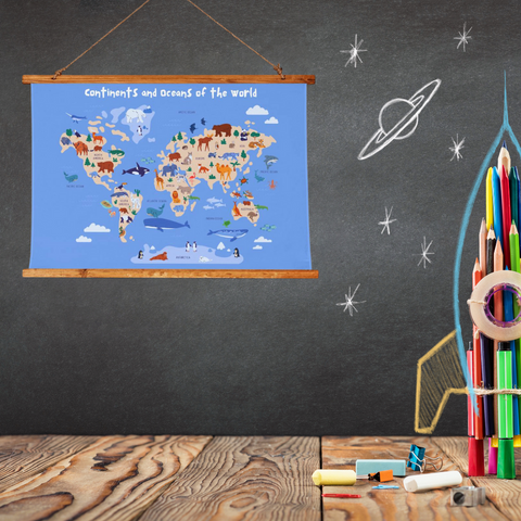 World Map Kids Wall Tapestry 26" x 36" would make an ideal gift for Nursery Wall Decor, Tapestry For kids Bedroom or a Wall Hanging For a Kids playroom.