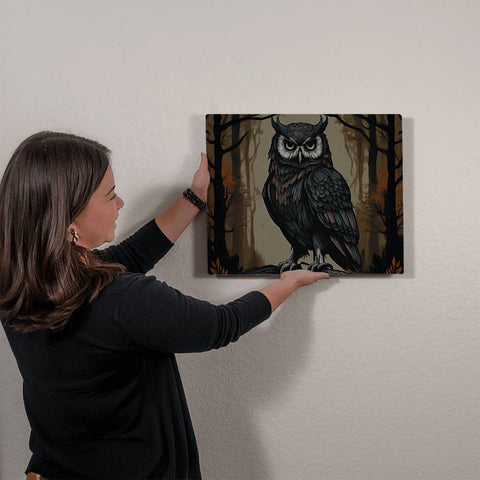 Owl dark academia decor. High Gloss Metal Art Print 8" x 10" or 16" x 20"