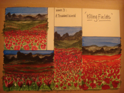 Killing Fields - A Troubled world - Painting sketches by Jacqueline Hammond