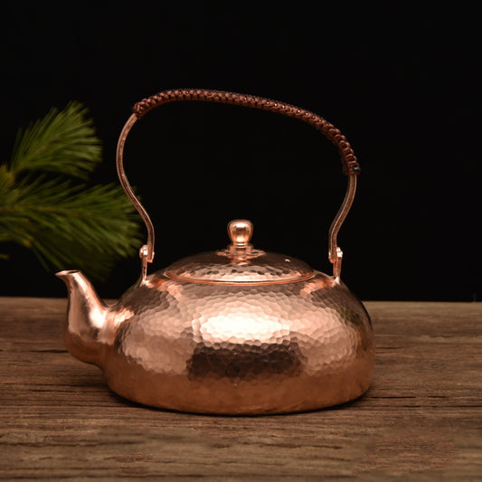 Copper Tea Kettle Large Pumpkin Pot Large-Capacity Pure Copper Boiling  Kettle Tea Infuser Handmade Teapot Healthy Tea Set 1.8L