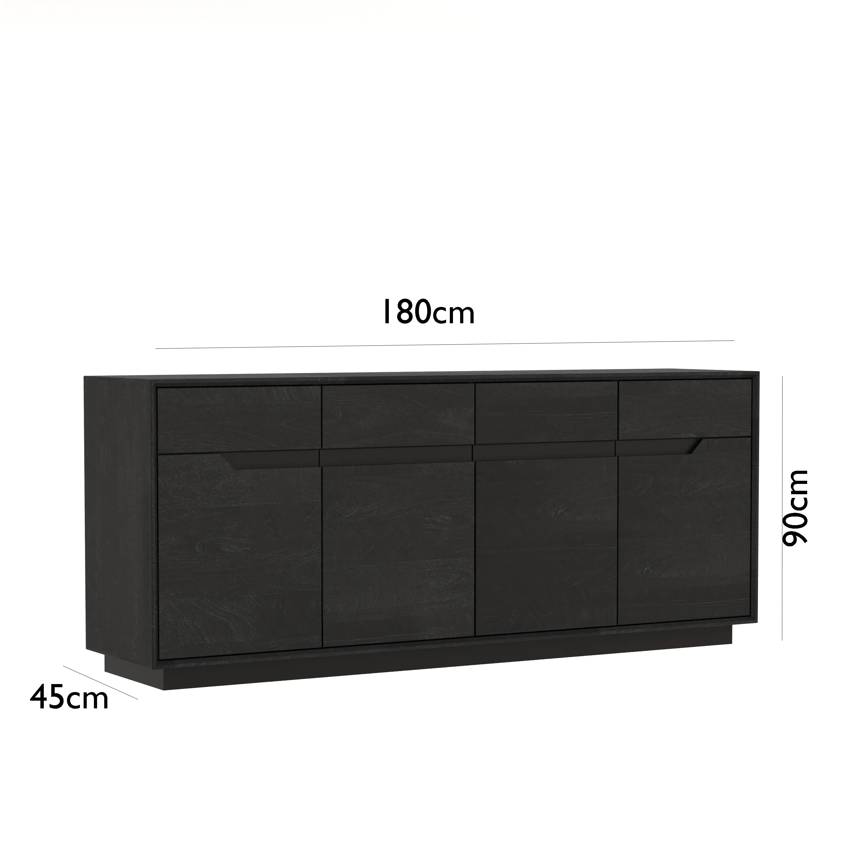 Prime Solid Natural Oak Large 4 Door Sideboard 180cm Length