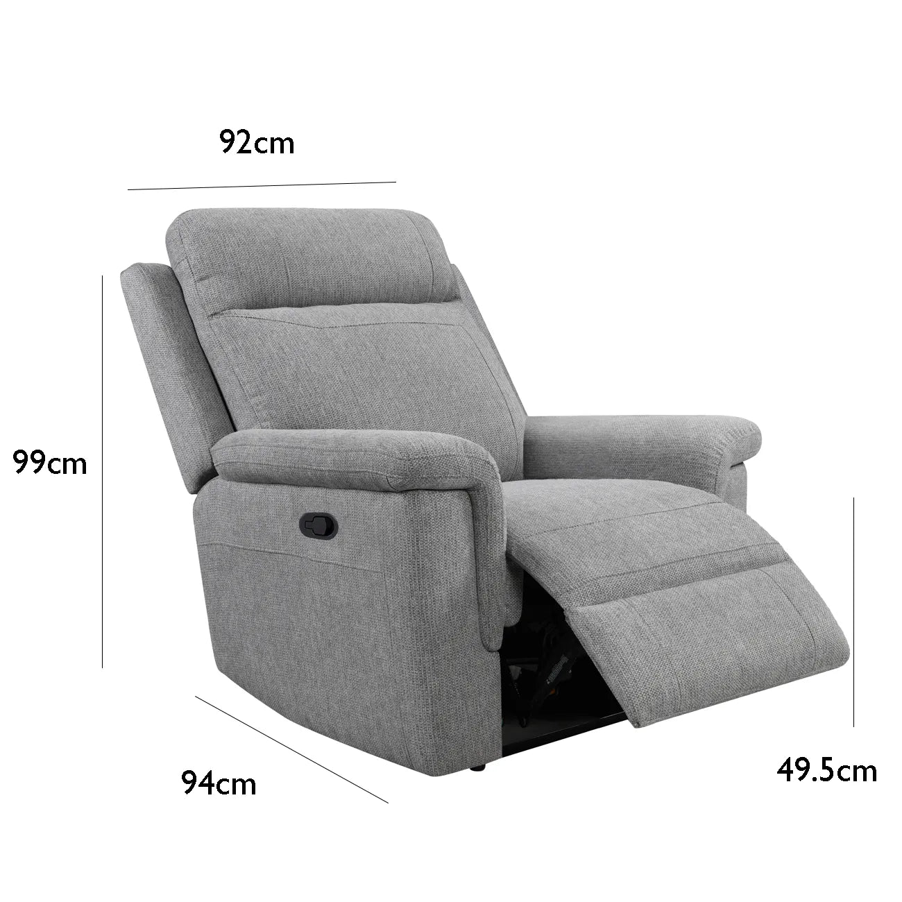 Bowen Grey Fabric Recliner Arm Chair