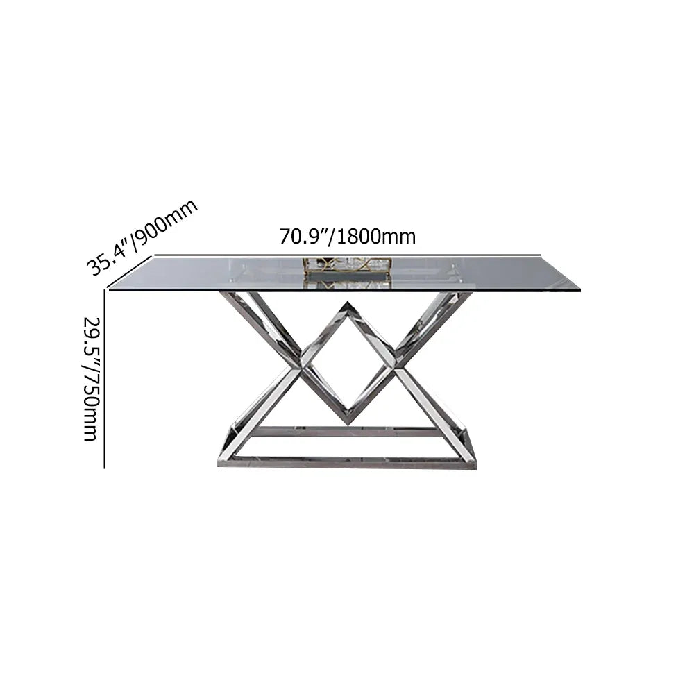 180cm Minimalist Tempered Glass Top Rectangle Dining Table