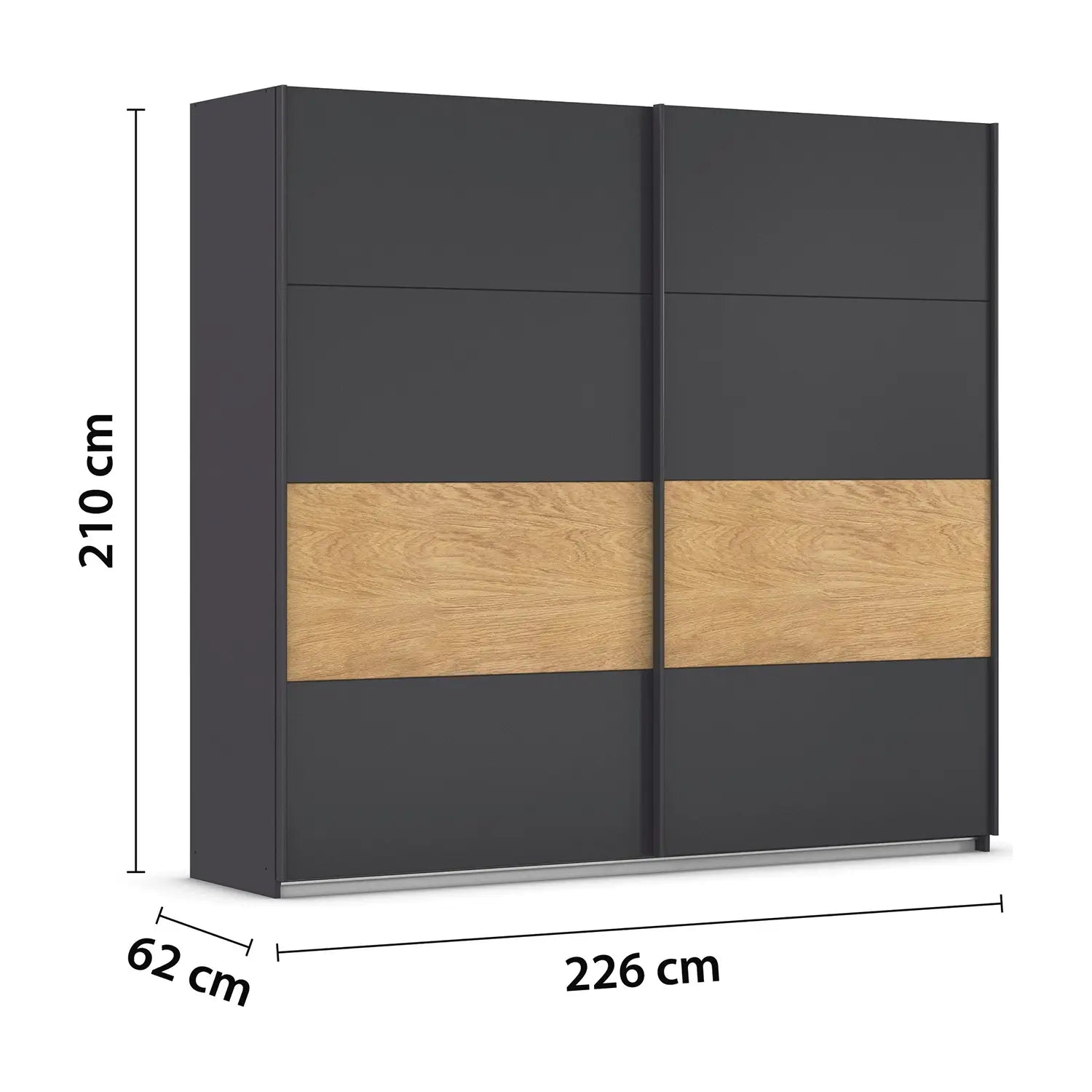 Rauch Malva 226cm Silk Grey Sliding Door Wardrobe