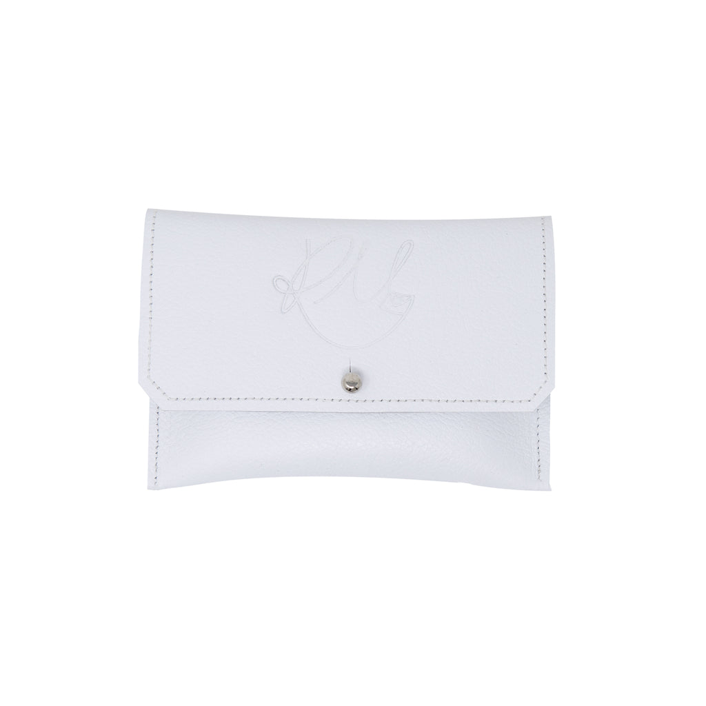 white leather coin purse