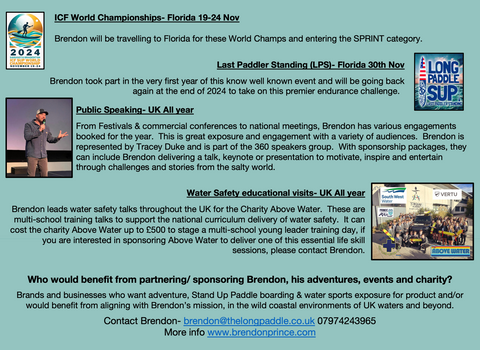 Brendon Prince Sponsorship opportunities