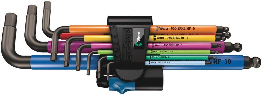 Wera 950/9 Hex-Plus Multicolour HF 1 Winkelschlüsselsatz, metrisch, BlackLaser, mit Haltefunktion, 9-teilig