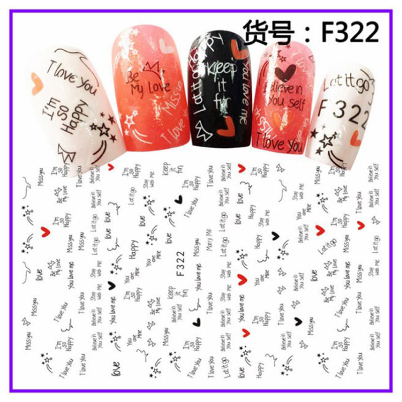 Pegatinas de agua uñas corazones Stikers-corazones XF 1571