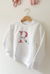 Embroidered Large Floral Initial/Age Sweatshirt