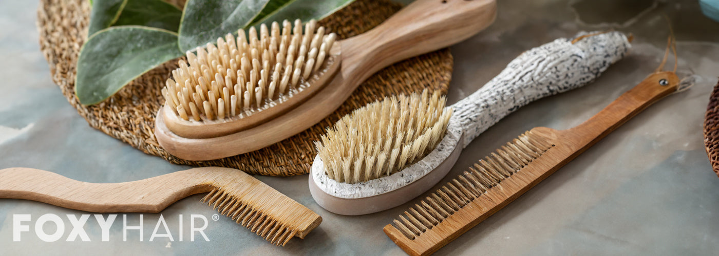Different types of hair brushes and combs