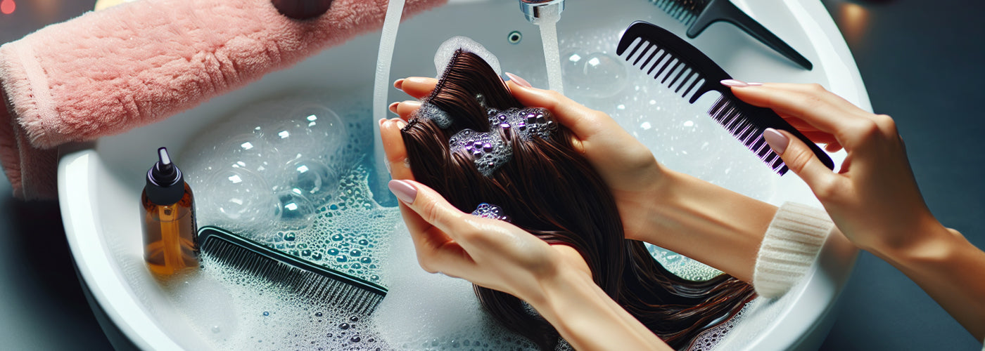 Proper washing and conditioning of clip-in hair extensions