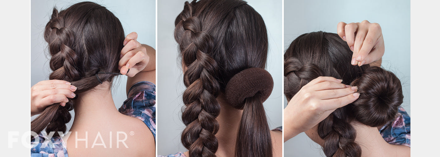 Woman Doing Hair Styles with Dutch Braids