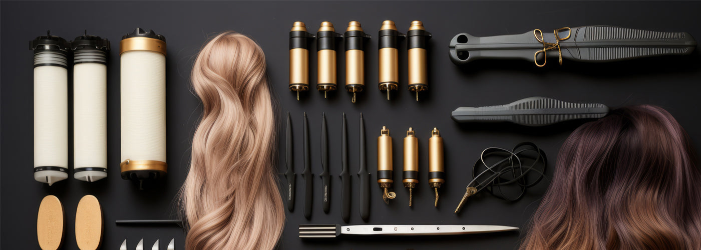 Styling tools and finishing touches for camouflaging clip-in hair extensions