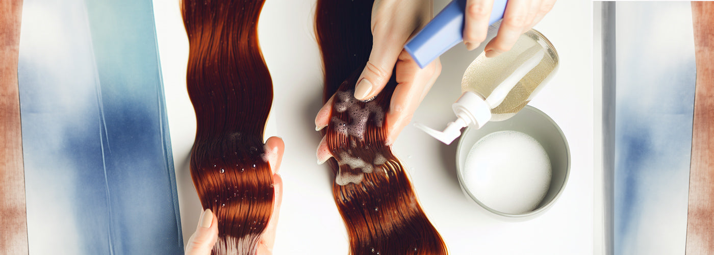 Gentle cleaning and conditioning of clip in hair extensions