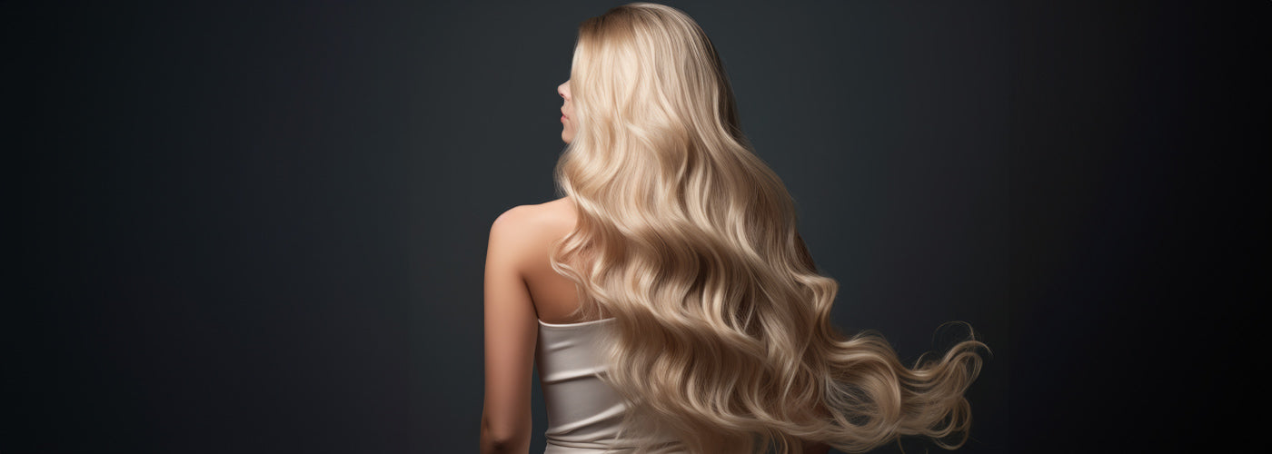 Woman with blonde clip-in extensions for special occasions