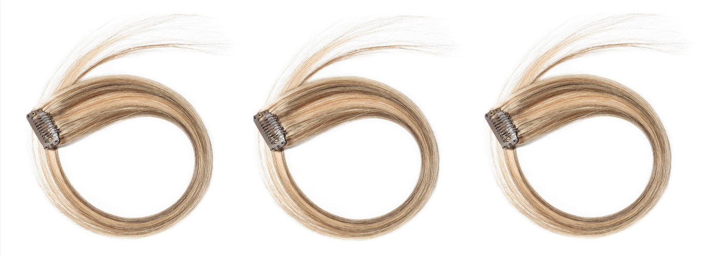 Various types of clip in hair extensions