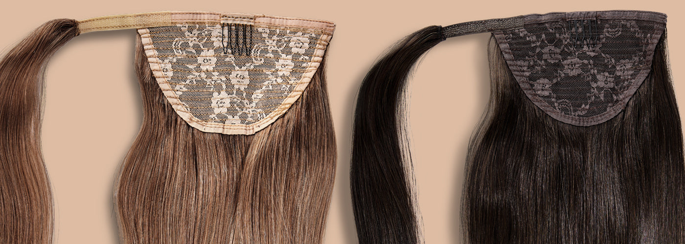 Variety of dark brown clip-in hair extensions