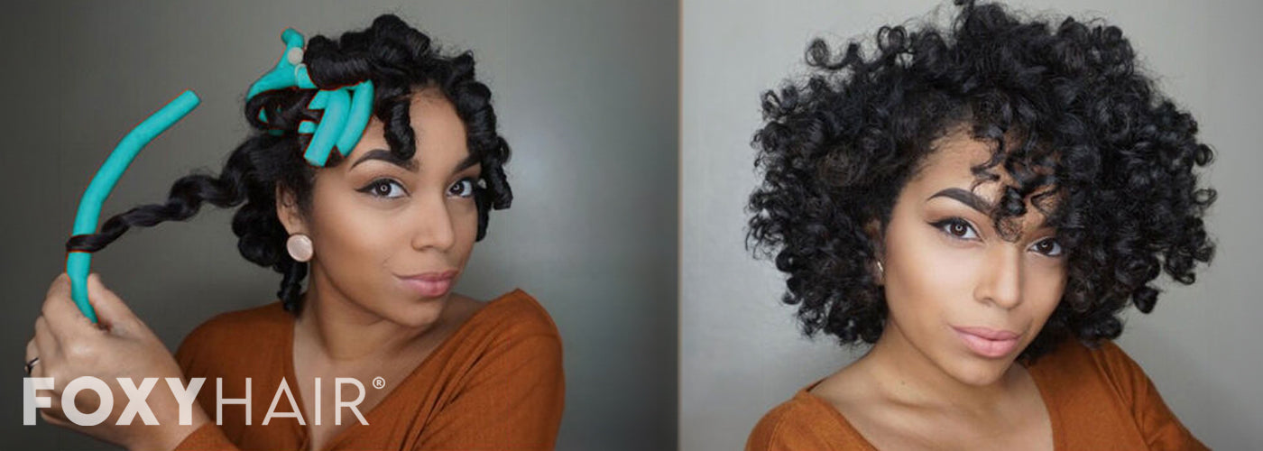 woman with flexi rods curling hair