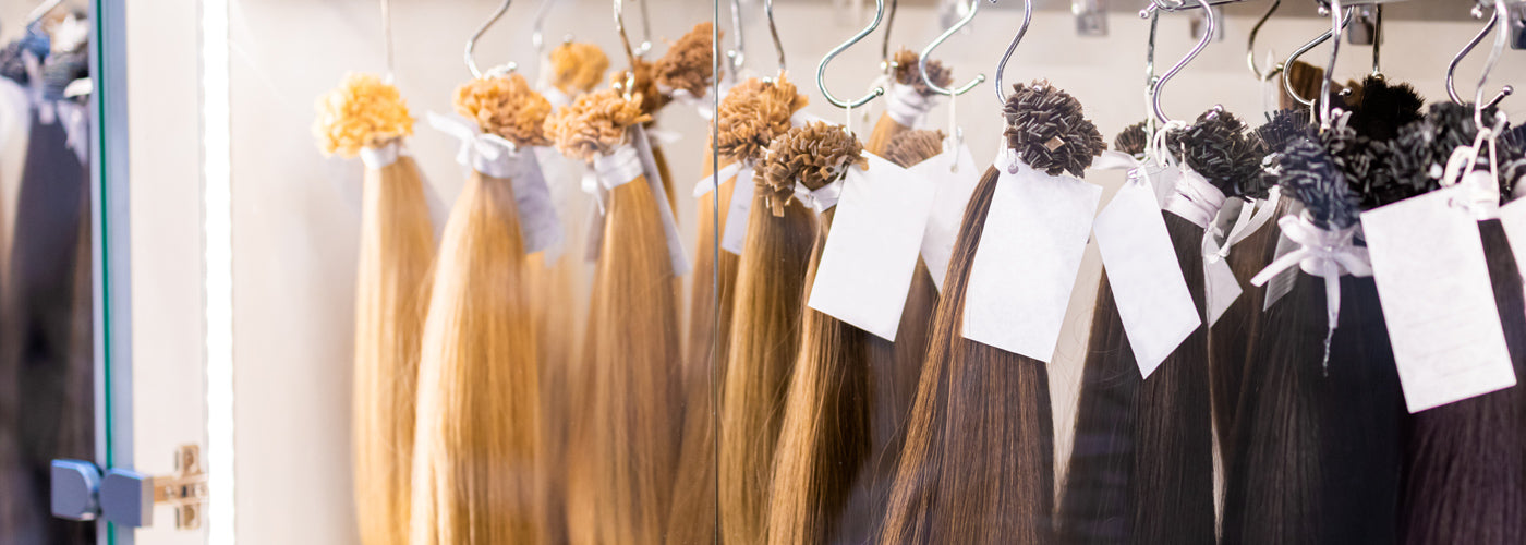 Various shades of clip-in hair extensions