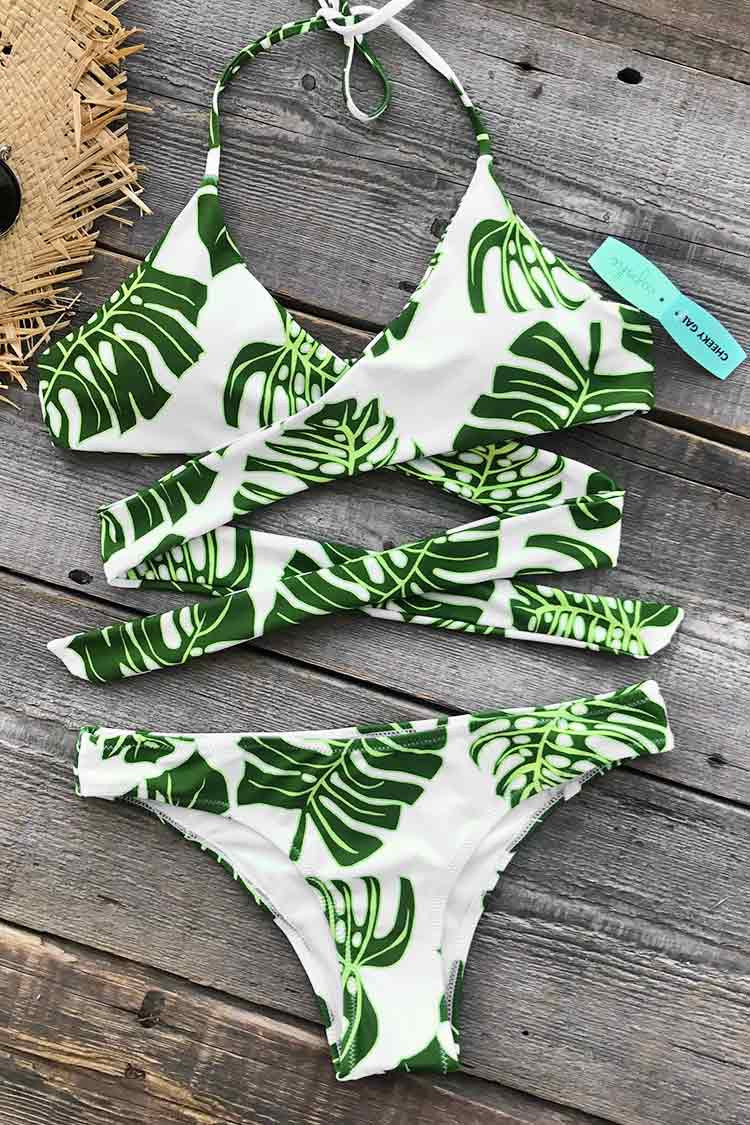 Refresh Leaves Cross Bikini Set