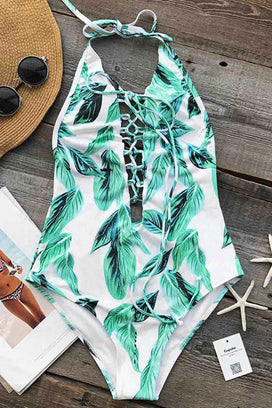 Cupshe Transparent Green Leaf One-piece Swimsuit