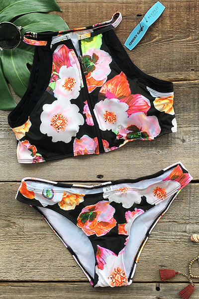 Cupshe Midnight Garden Floral Tank Bikini Set