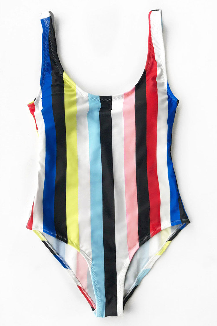 Cupshe Colorful Stripes Backless One-piece Swimsuit